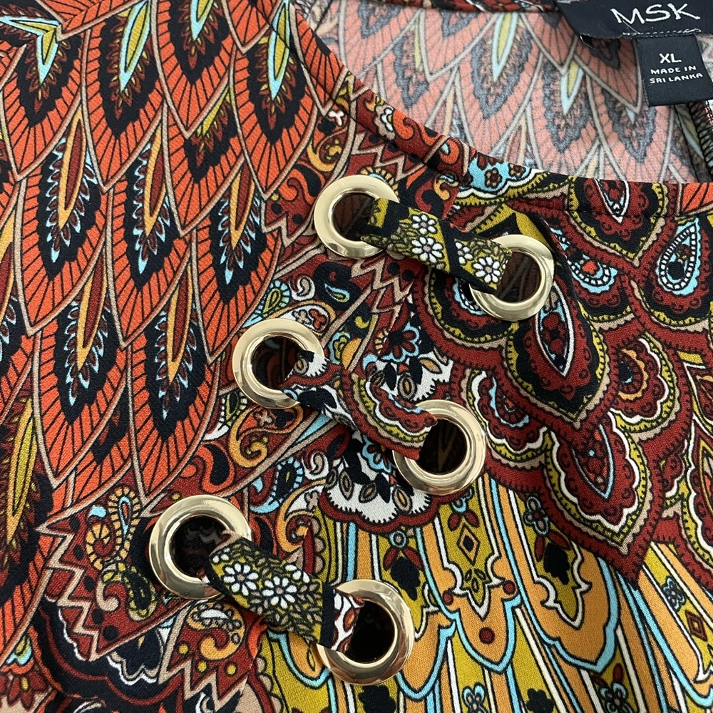 MSK Vibrant Paisley Long Sleeve Dress - Picture 3 of 5